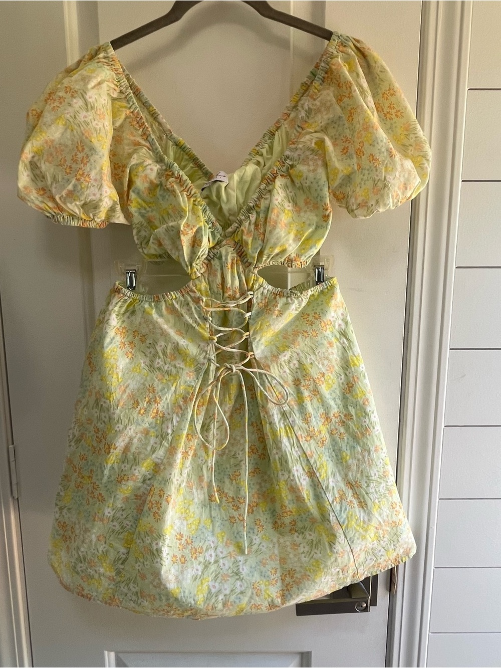 🌸Sabo Skirt Emaleigh Floral Cutout Puff Sleeve Mini Dress SZ XS🌸 - Picture 2 of 11